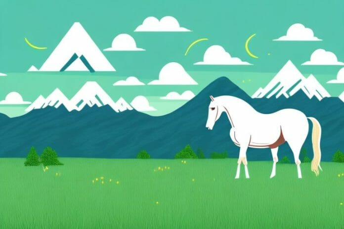 A horse in a grassy field
