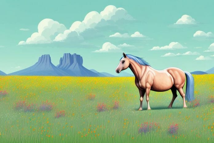 A horse in a field of wildflowers in barberton