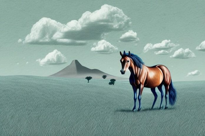 A horse in a field in north west