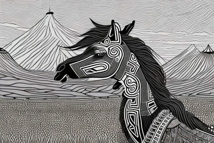 A majestic azteca horse in a rural landscape in calvinia