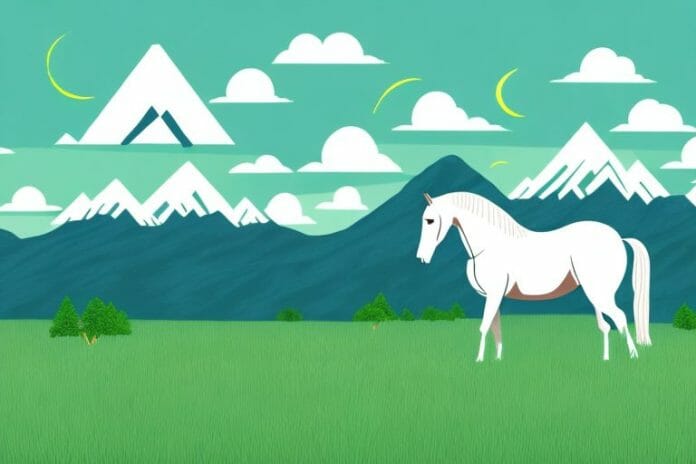 A horse in a grassy field