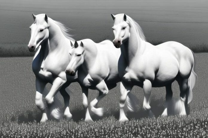 Two american belgian draft horses in a field in ladysmith