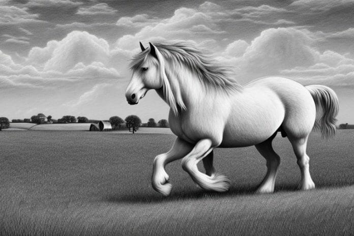 A belgian draft horse in a rural south african landscape