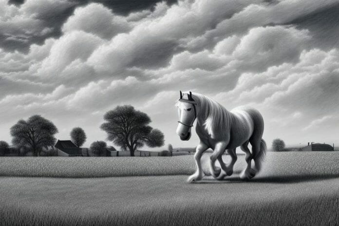 A belgian draft horse in a rural east london