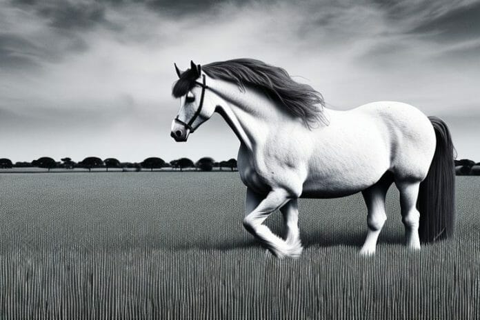 A belgian draft horse in a field in port alfred