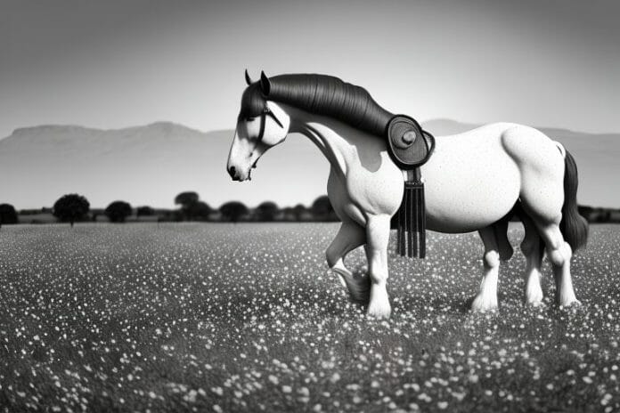 A belgian draft horse standing in a field in bethlehem