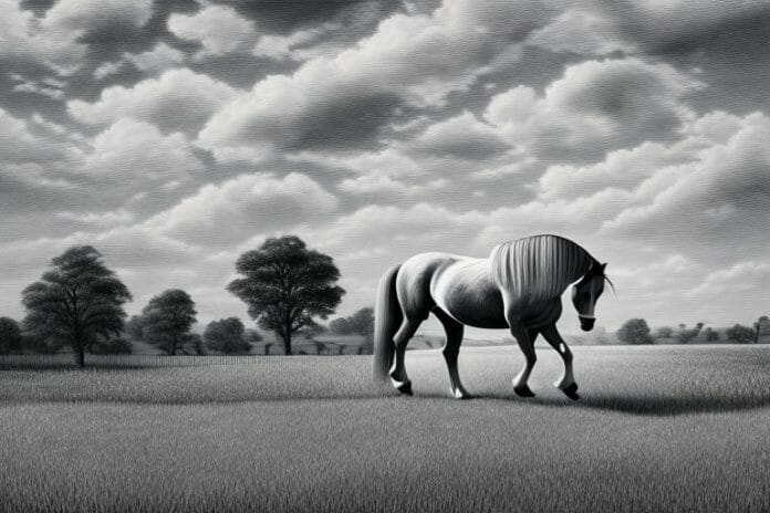 A belgian draft horse in a rural landscape in gauteng