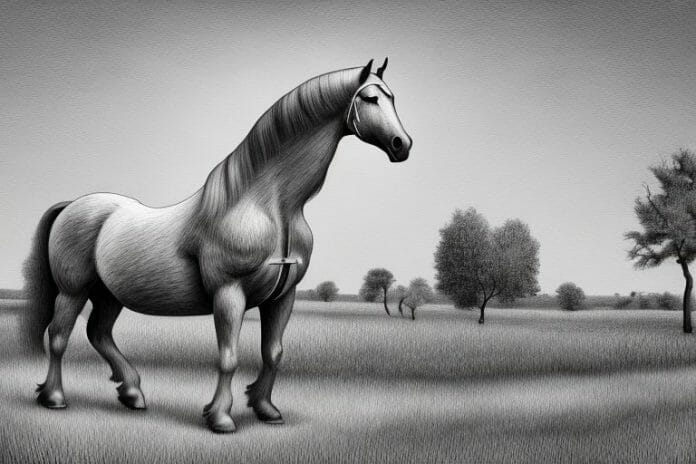 A belgian draft horse in a rural limpopo landscape