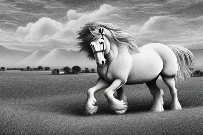 A belgian draft horse in a rural south african landscape