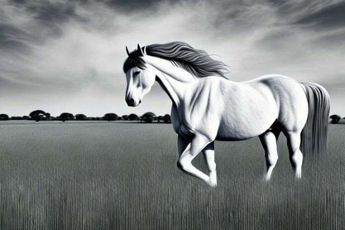 An american belgian draft horse in a field in modimolle