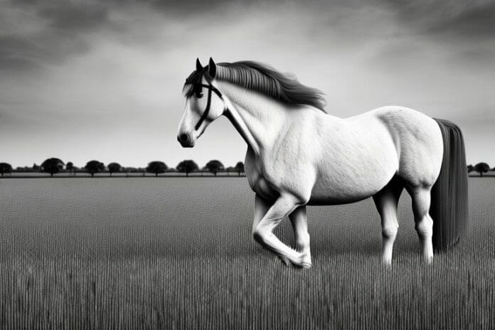 An american belgian draft horse in a field in secunda
