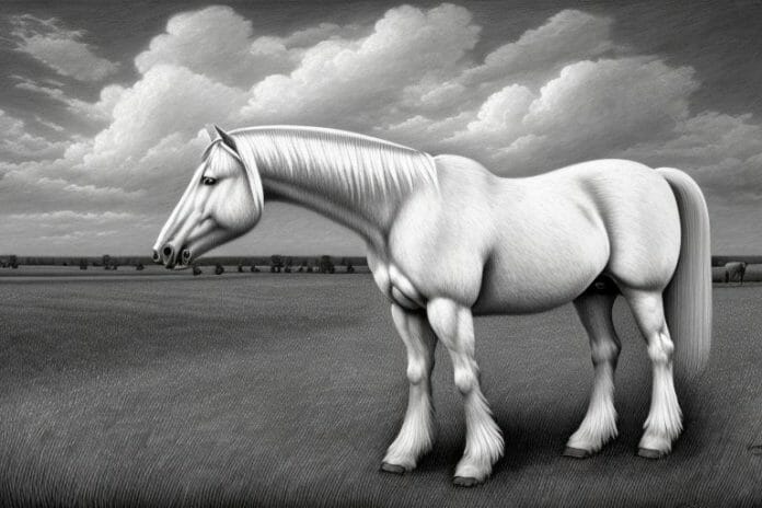 An american belgian draft horse in a rural setting in standerton