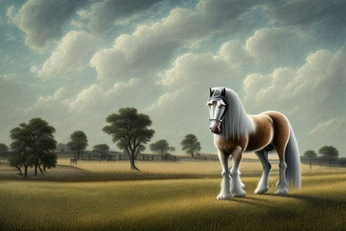 An american belgian draft horse in a rural landscape in hazyview