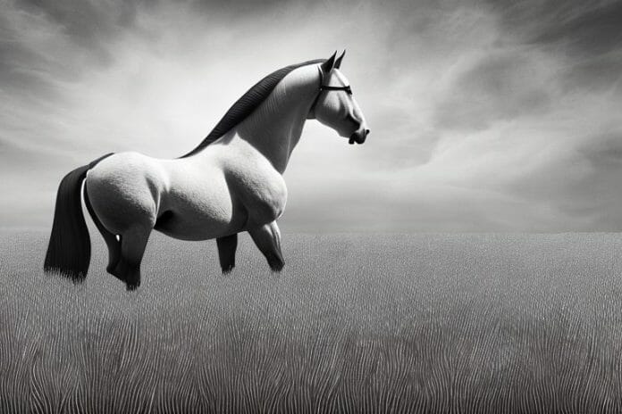A belgian draft horse in a field in upington