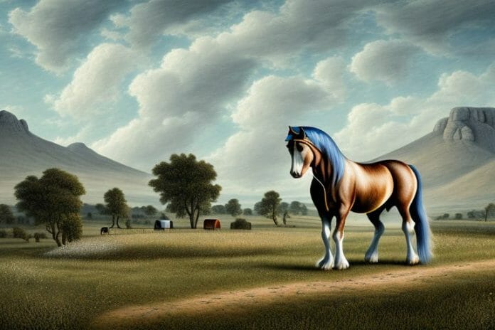 A belgian draft horse in a rural landscape in hartswater