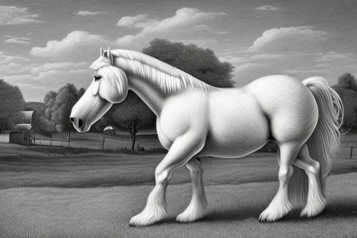 A belgian draft horse in a rural setting in oudtshoorn