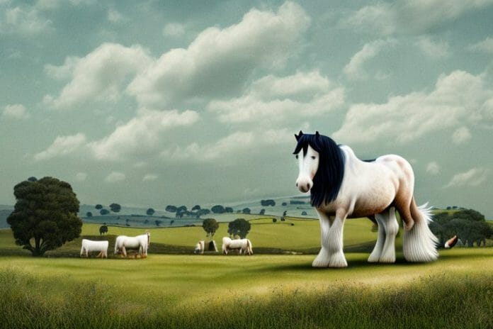 A shire horse in a rural landscape in ladysmith