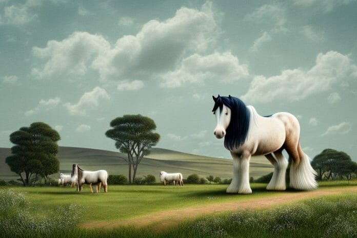 A shire horse in a rural landscape in tongaat