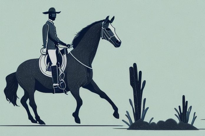 A horse and rider in the limpopo landscape