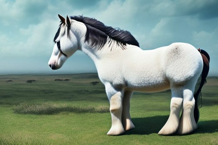 A shire horse in its natural environment in the eastern cape