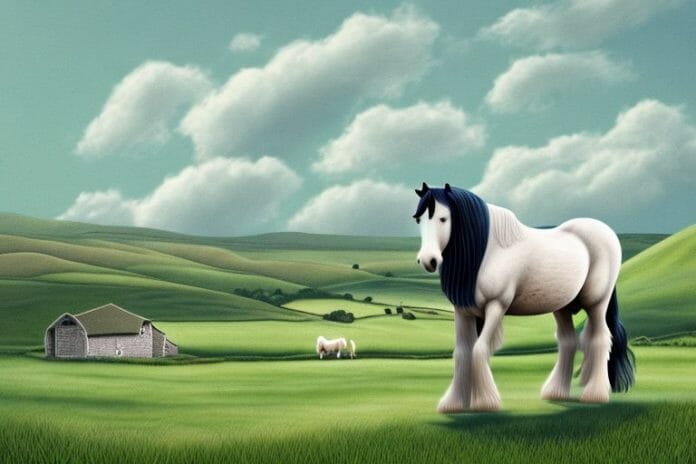 A shire horse in a rural landscape in ballito