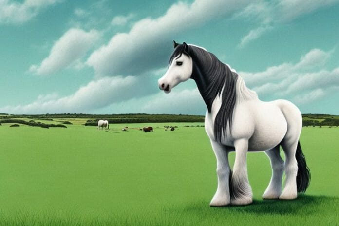 A shire horse in a paddock in jeffreys bay