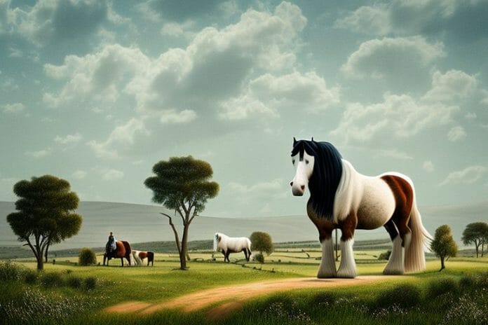 A shire horse in a rural landscape in the free state