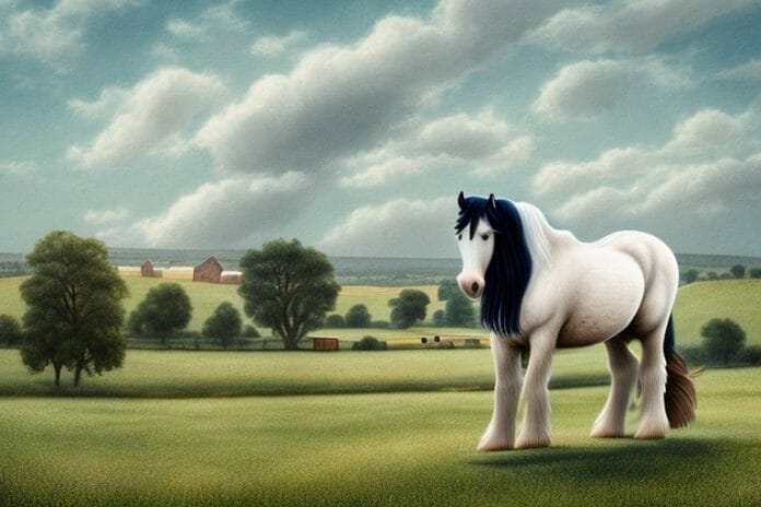 A shire horse in a rural setting in parys