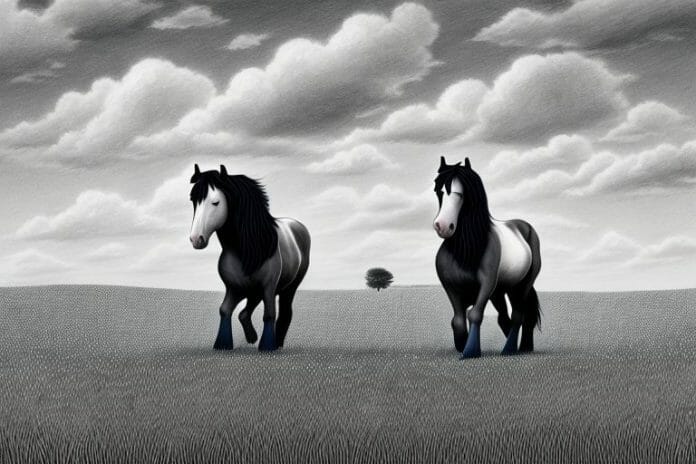 A shire horse in a field in sasolburg
