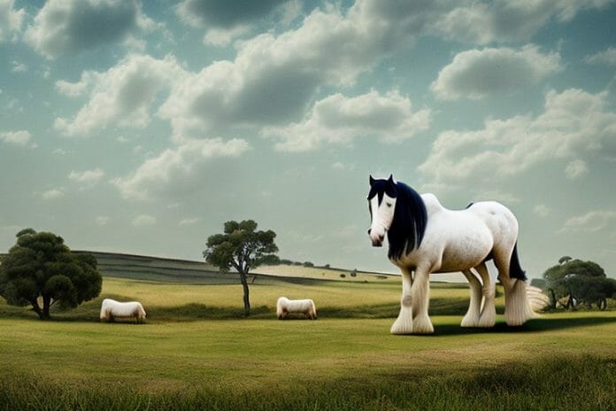A shire horse in a rural landscape in bethlehem