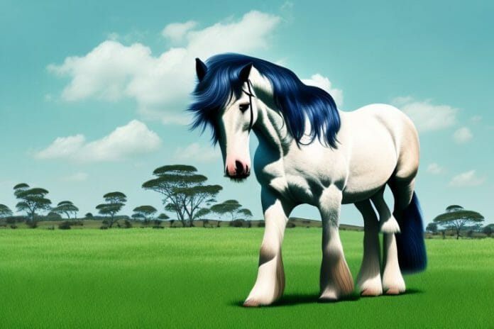 A majestic shire horse in a grassy field in johannesburg