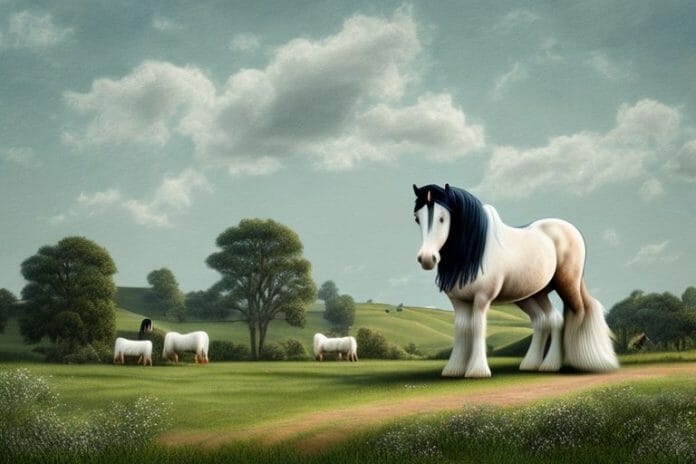 A shire horse in a rural landscape in roodepoort