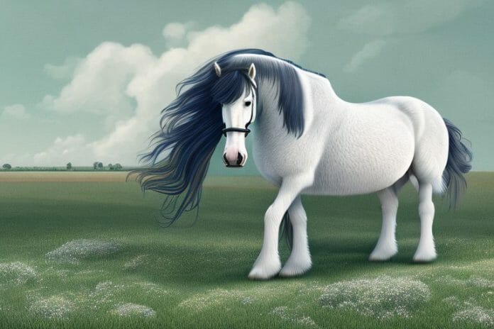 A shire horse in a kempton park landscape
