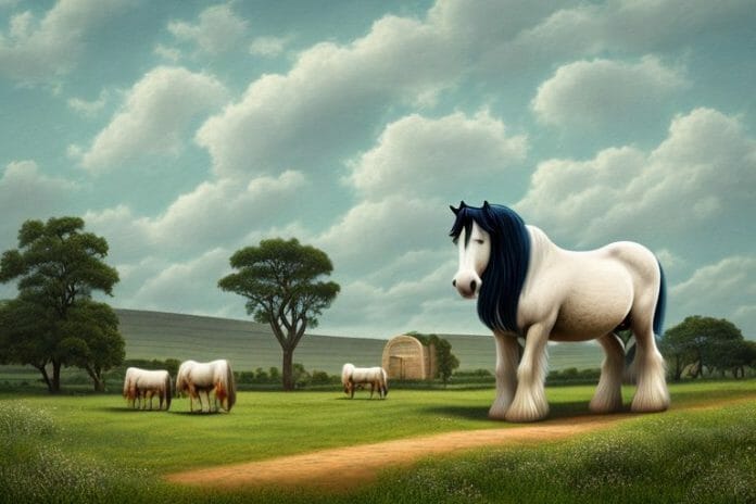 A shire horse in a rural landscape in musina
