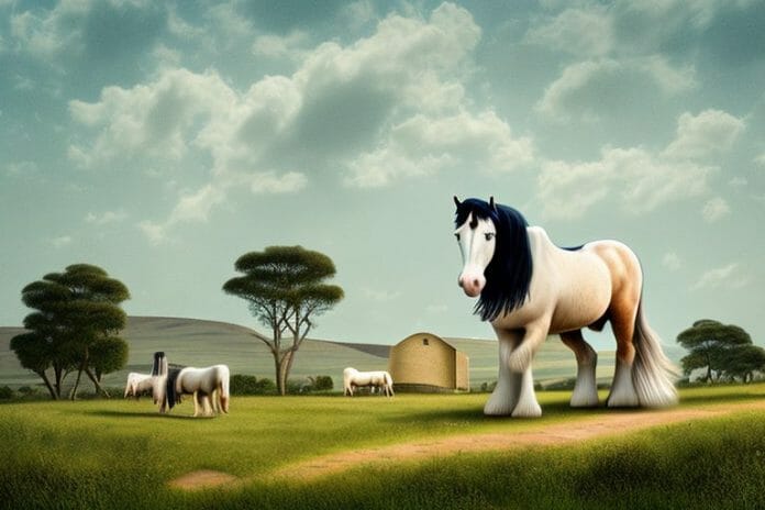 A shire horse in a rural landscape in phalaborwa