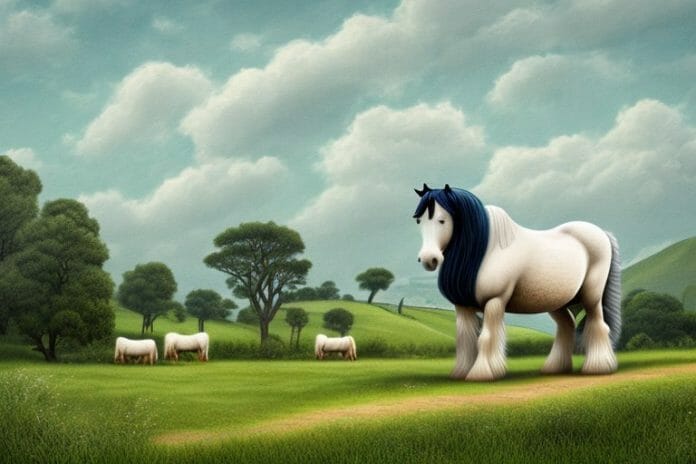 A shire horse in a rural landscape in nelspruit