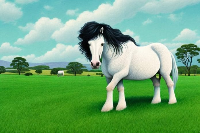 A shire horse in a lush green field in hazyview