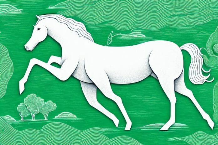 A white horse in a green field