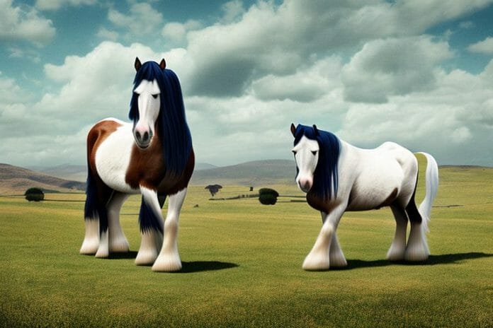 A shire horse in a rural setting in springbok