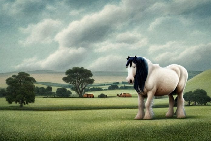A shire horse in a rural setting in hartswater