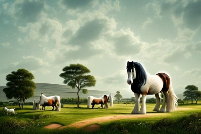 A shire horse in a rural landscape in warrenton