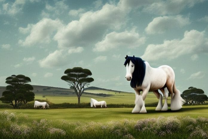 A shire horse in a rural landscape in stilfontein