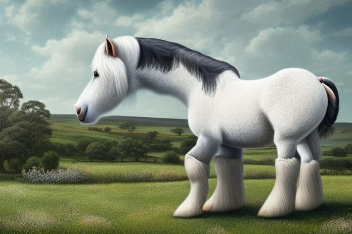 A shire horse in a rural landscape in brits