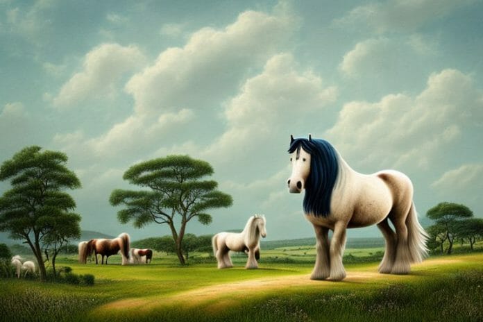 A shire horse in a rural landscape in mabopane