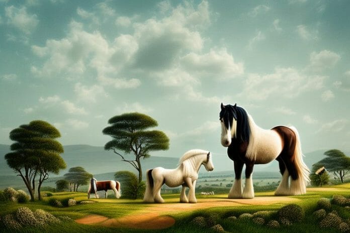 A shire horse in a rural landscape in thohoyandou