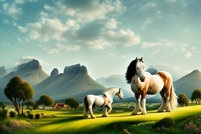 A shire horse in a rural setting in cape town