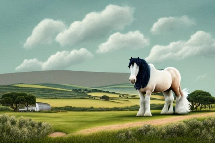 A shire horse in a rural landscape in mossel bay