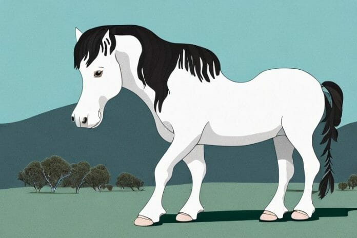A shire horse in its natural environment in oudtshoorn