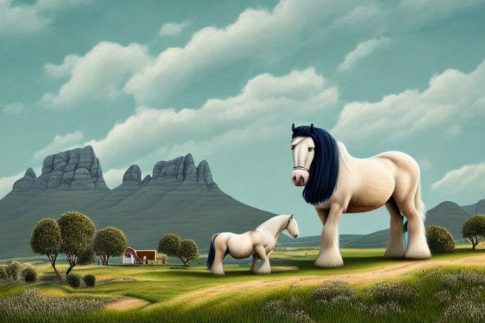 A shire horse in a rural landscape in simon's town