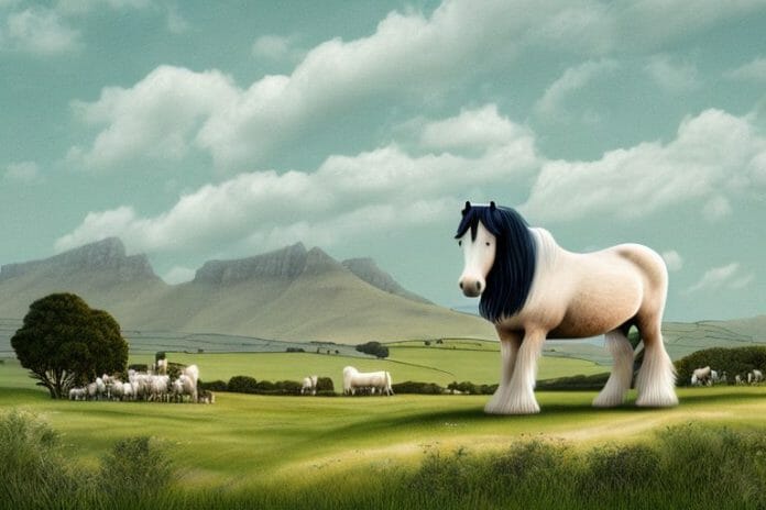 A shire horse in a rural landscape in hermanus